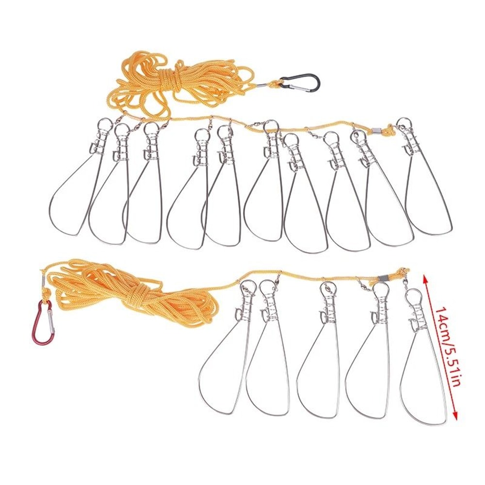 Stainless Steel Fishing Lock Buckle Chain Stringer With Float 5