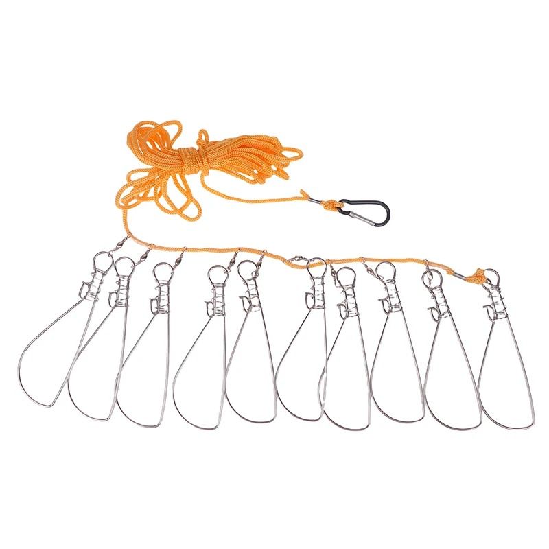 Stainless Steel Fishing Lock Buckle Chain Stringer With Float 6