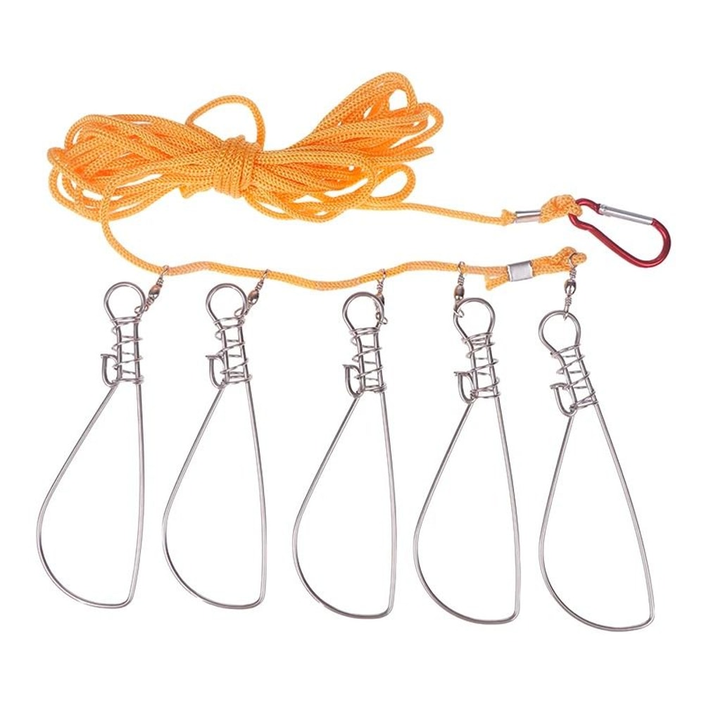 Stainless Steel Fishing Lock Buckle Chain Stringer With Float 7