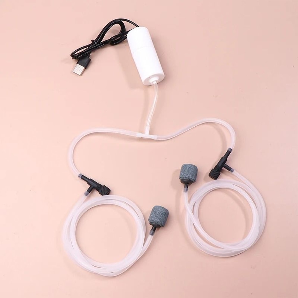 USB Aquarium Oxygen Air Pump Dual Outlet Silent Aerator 1