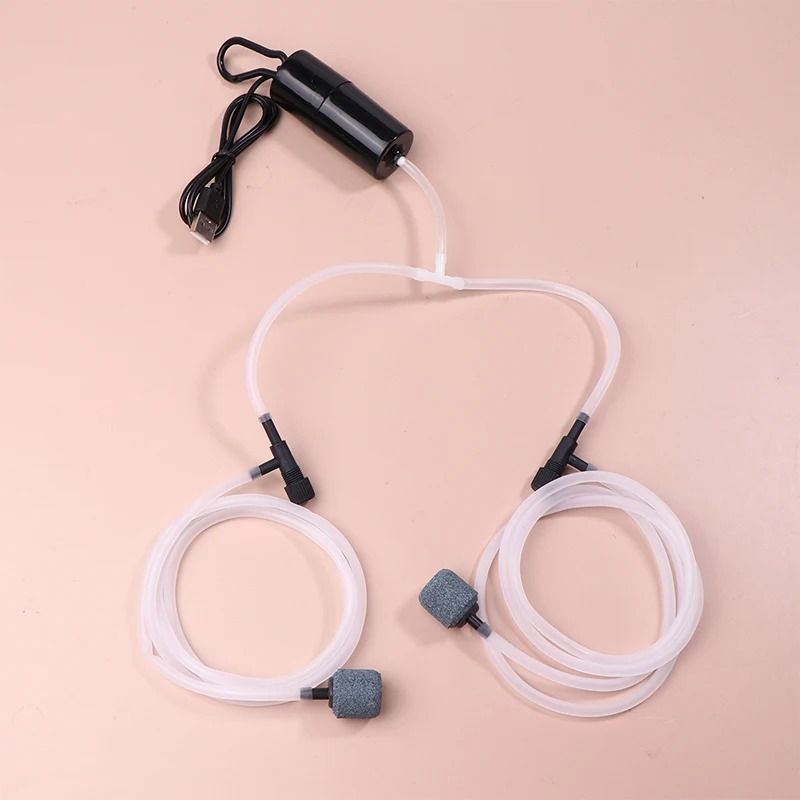 USB Aquarium Oxygen Air Pump Dual Outlet Silent Aerator 2