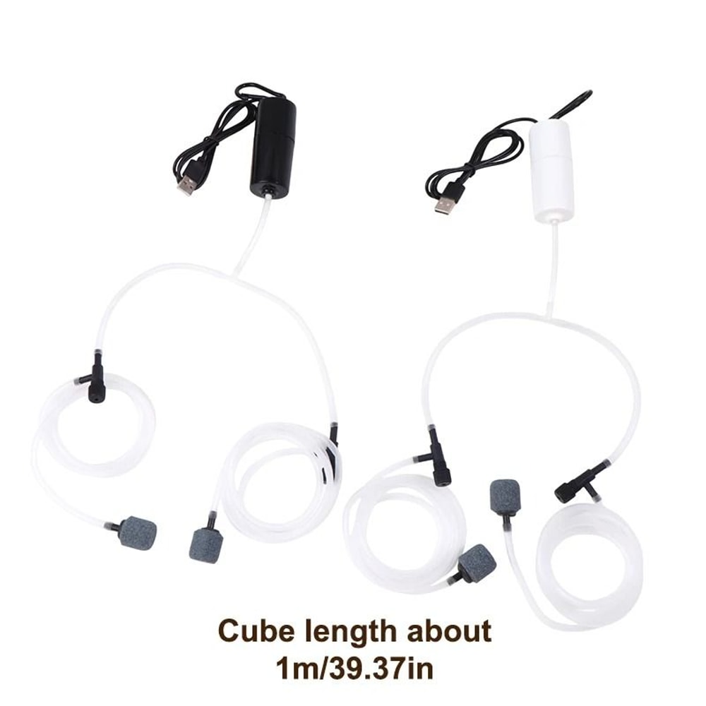 USB Aquarium Oxygen Air Pump Dual Outlet Silent Aerator 5