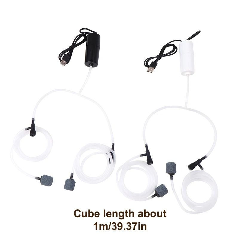 USB Aquarium Oxygen Air Pump Dual Outlet Silent Aerator 5