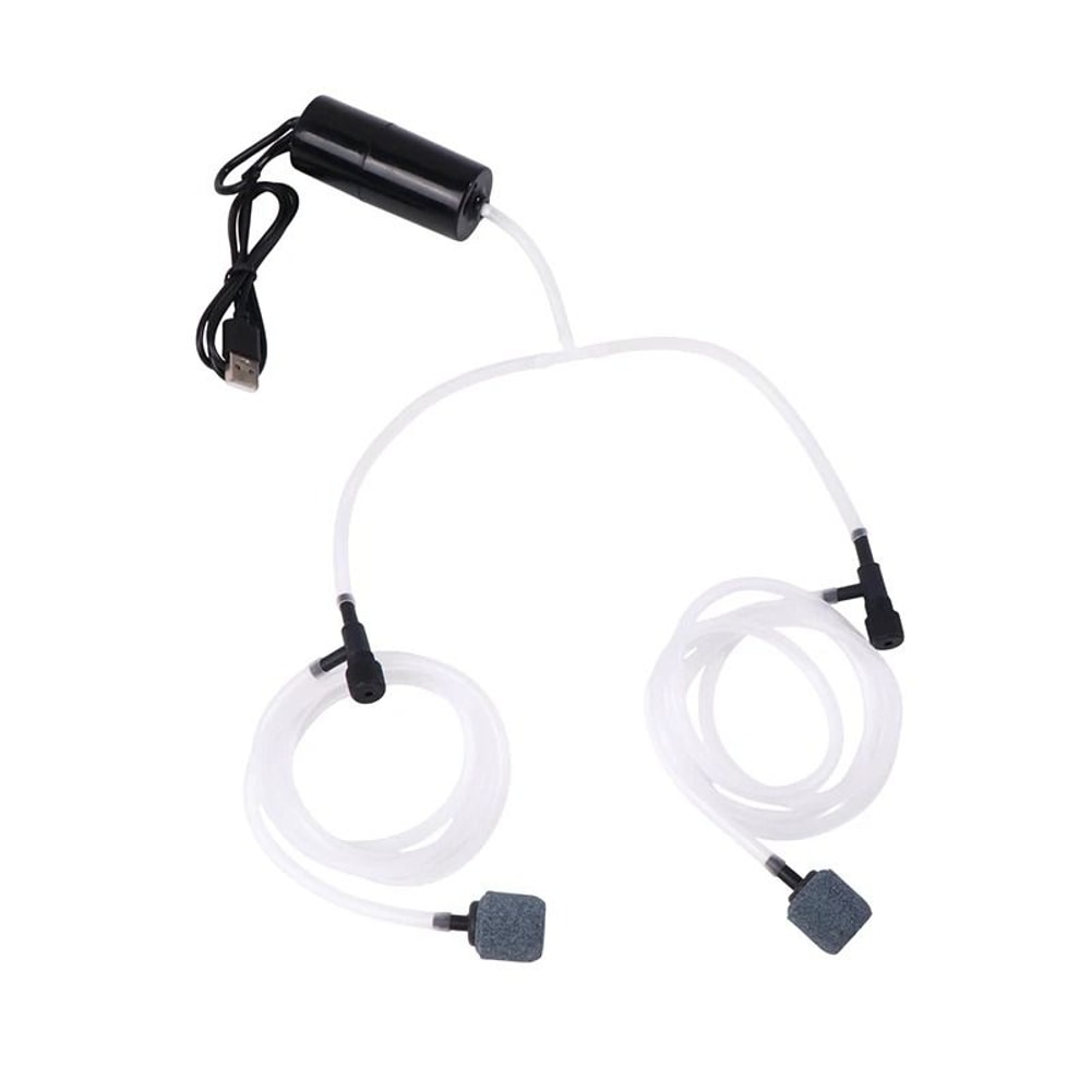 USB Aquarium Oxygen Air Pump Dual Outlet Silent Aerator 7