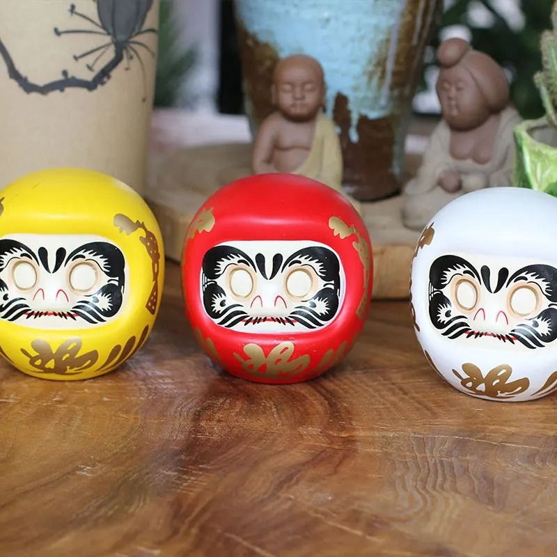 Japanese Ceramic Daruma Lucky Cat Fortune Money Box Ornament 3