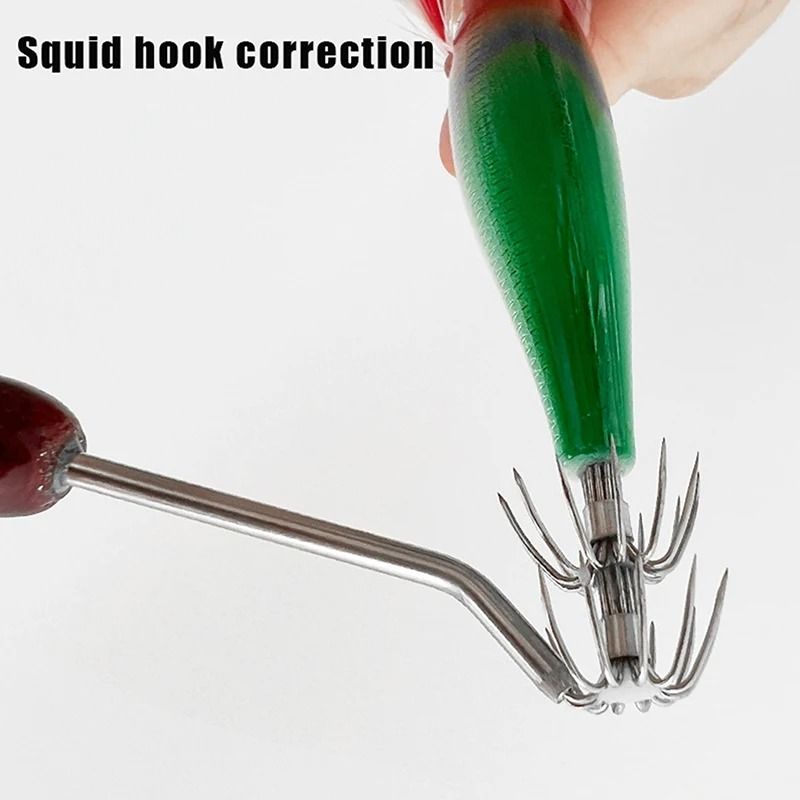 Stainless Steel Squid Jig Hook Adjuster Tool With Wooden Handle 3