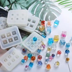 silicone jewelry mold for square bead and ball epoxy pendants