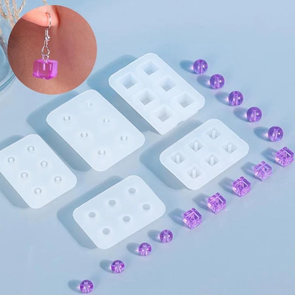 Silicone Jewelry Mold For Square Bead And Ball Epoxy Pendants 2