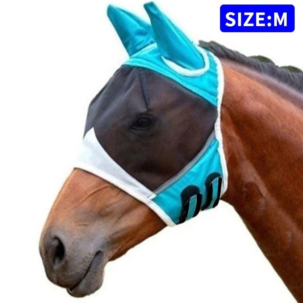 Fine Mesh Horse Fly Mask With Ears UV Protection For Equine Care 9