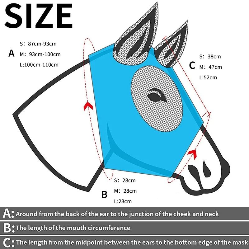 Fine Mesh Horse Fly Mask With Ears UV Protection For Equine Care 5