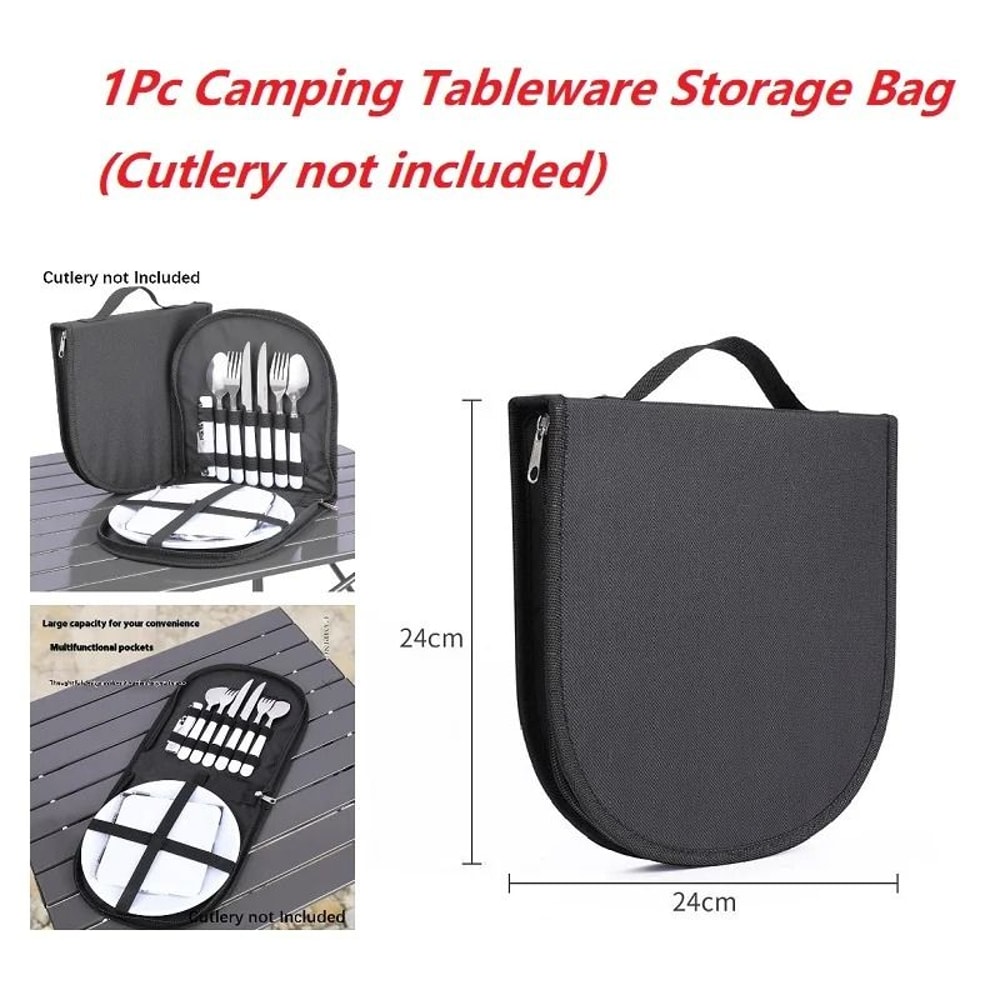 Camping Tableware Storage Bag Portable Utensil Organizer For Travel BBQ 0