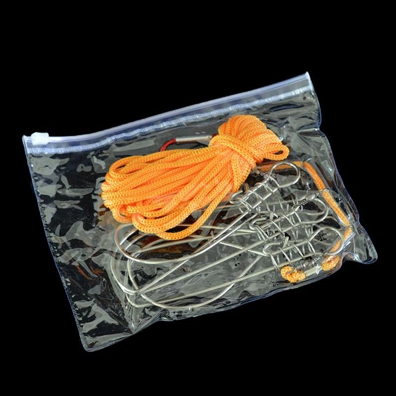 Stainless Steel Fishing Rope Lanyard With Buckle And Hooks Fish Lock 1