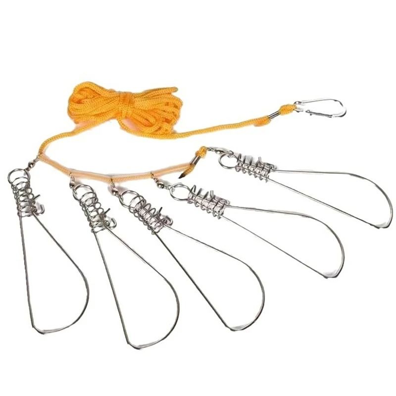 Stainless Steel Fishing Rope Lanyard With Buckle And Hooks Fish Lock 2