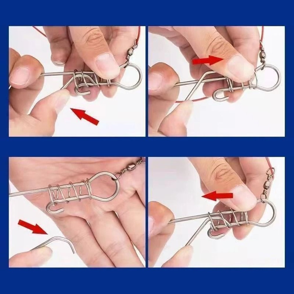 Stainless Steel Fishing Rope Lanyard With Buckle And Hooks Fish Lock 3