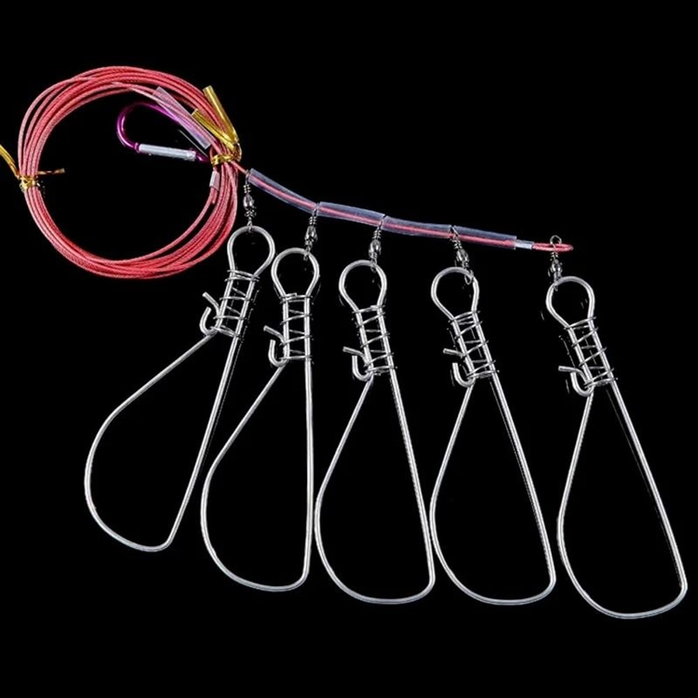 Stainless Steel Fishing Rope Lanyard With Buckle And Hooks Fish Lock 4