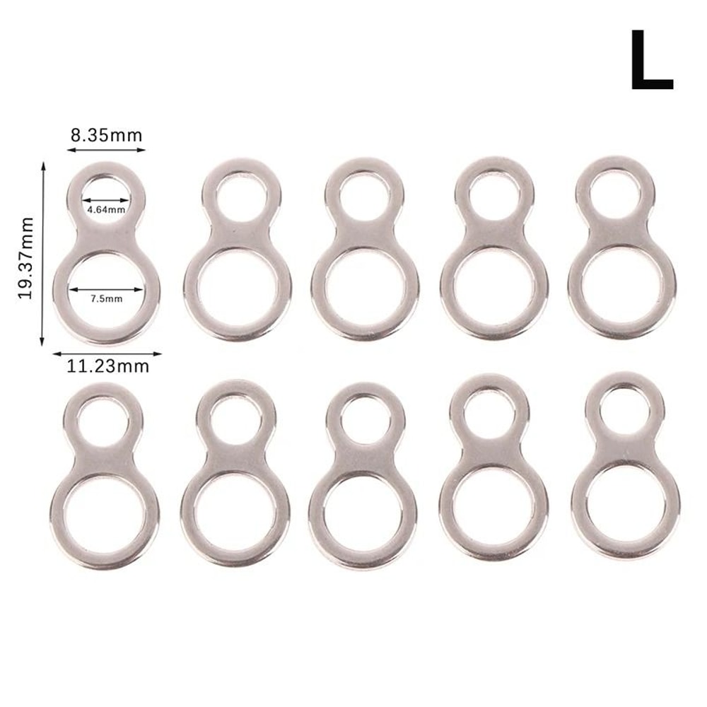 Stainless Steel Assist Hook Figure 8 Rings Fishing Lure Connectors 10 Piece Set 8
