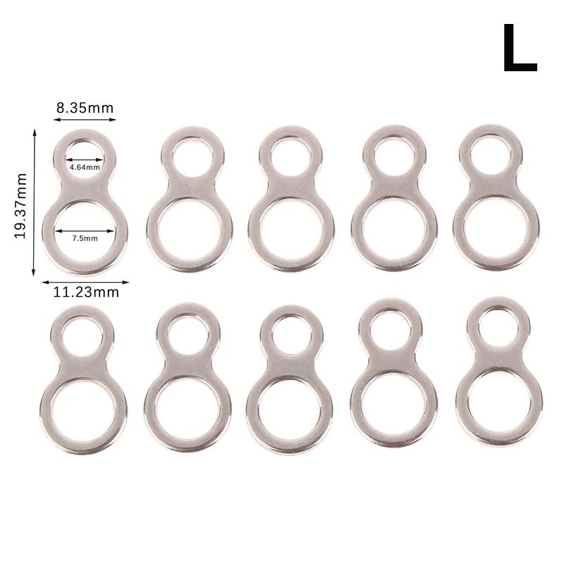 Stainless Steel Assist Hook Figure 8 Rings Fishing Lure Connectors 10 Piece Set 8