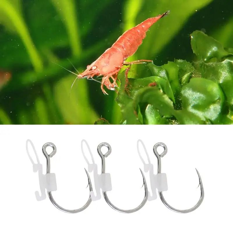 Luminous Live Shrimp Fixing Hooks Metal Barbed Fishing Hook Set 2