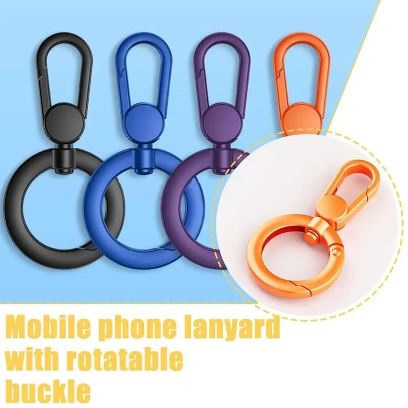 Metal Phone Lanyard Clip Rotatable Buckle Hanging Tab For Mobile Phone 0