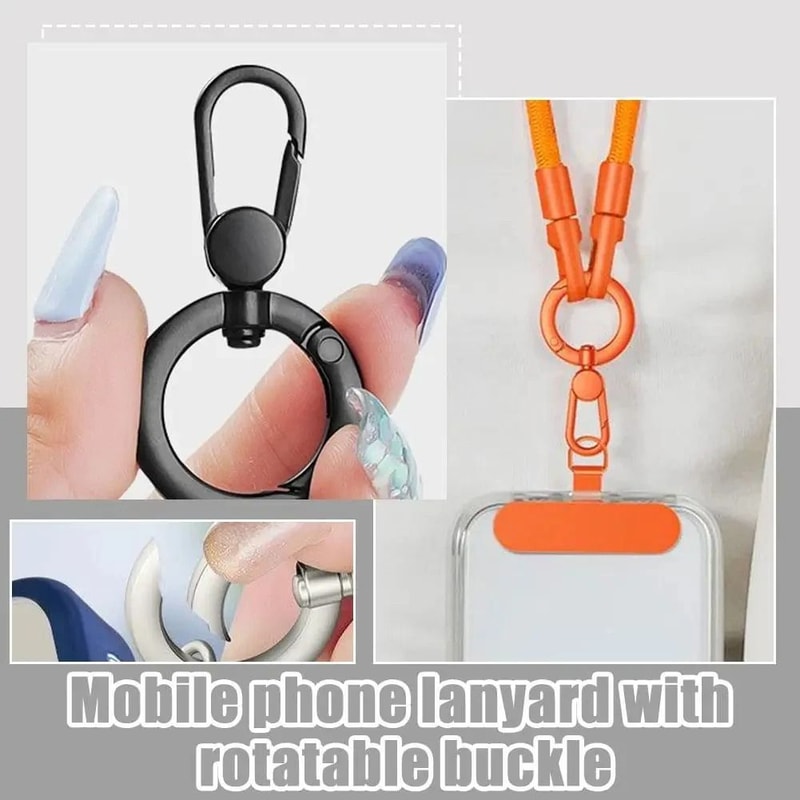 Metal Phone Lanyard Clip Rotatable Buckle Hanging Tab For Mobile Phone 1