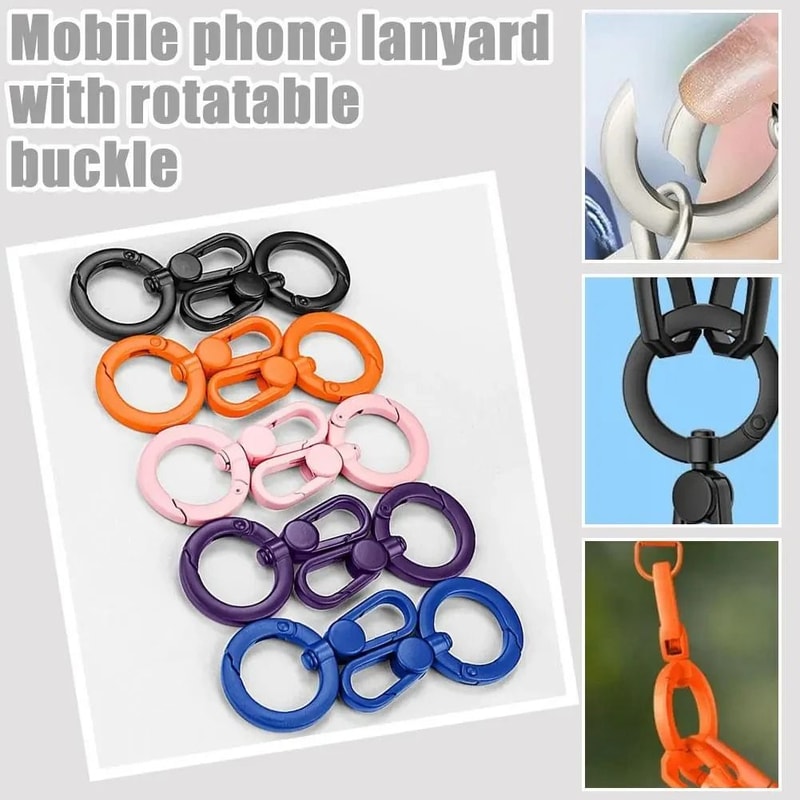 Metal Phone Lanyard Clip Rotatable Buckle Hanging Tab For Mobile Phone 4