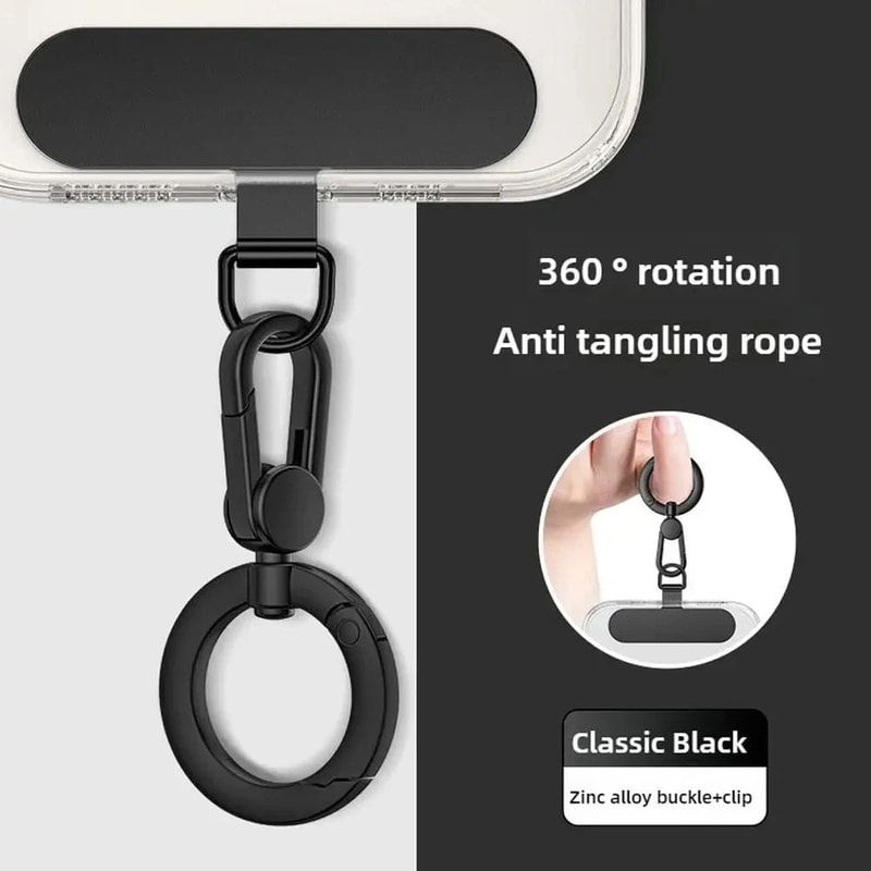 Metal Phone Lanyard Clip Rotatable Buckle Hanging Tab For Mobile Phone 6