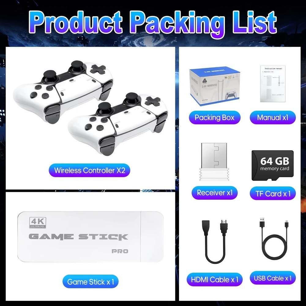 4K TV Game Stick M15 Retro Video Game Console With Wireless Controllers And 20000 Built In Games 5