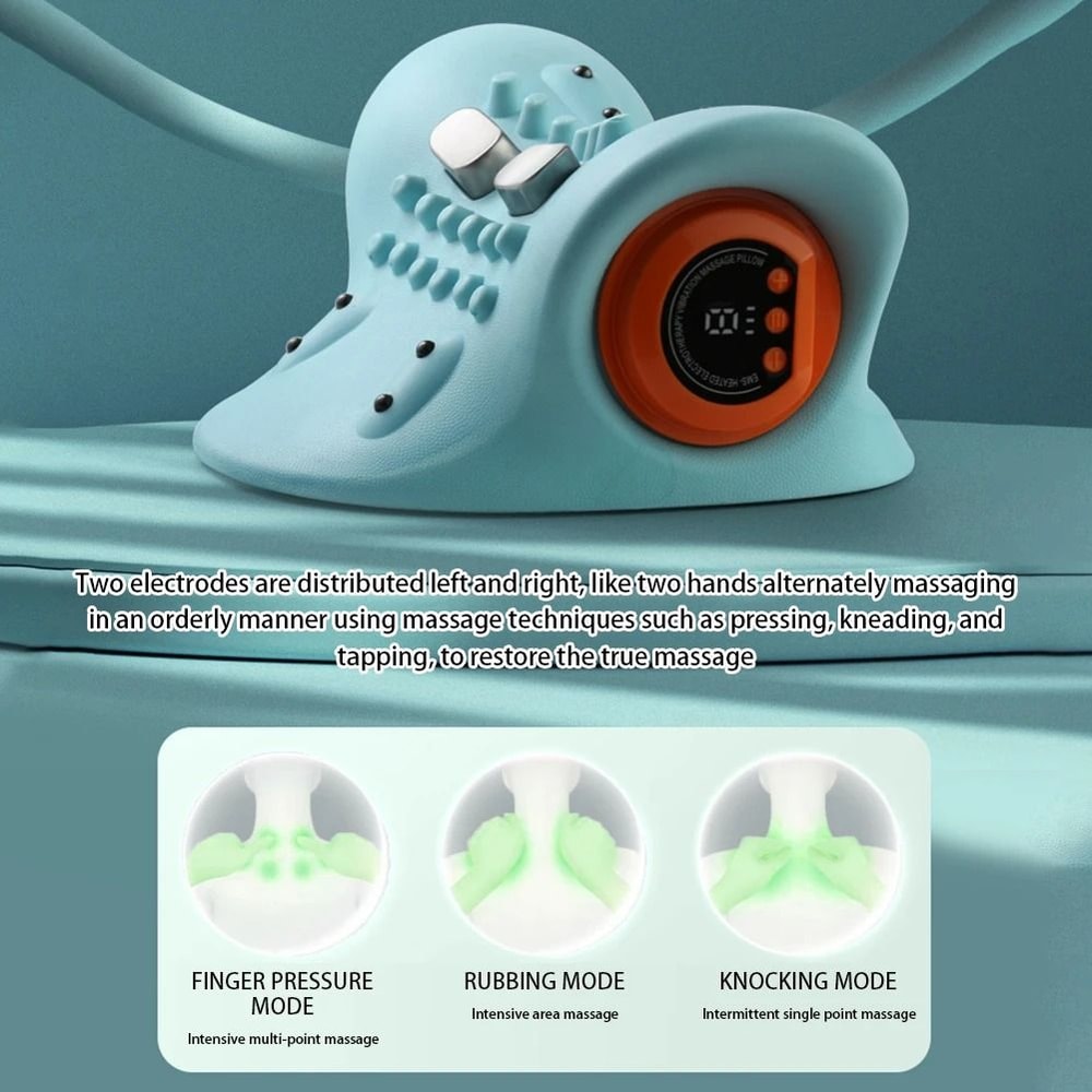 Electric Cervical Neck Massager Pillow With Traction Heat And Vibration Therapy 1
