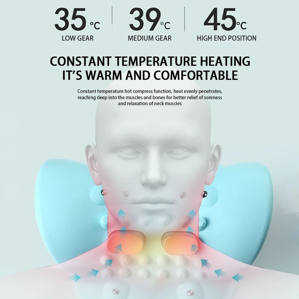 Electric Cervical Neck Massager Pillow With Traction Heat And Vibration Therapy 4