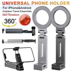 universal magnetic phone holder for airplane travel hands free flexible rotation mount