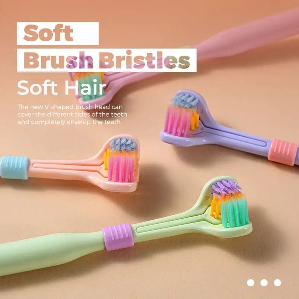 Three Sided Ultra Soft Toothbrush With Fine Bristles For Gentle Oral Care Cleaning 0