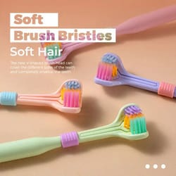 three sided ultra soft toothbrush with fine bristles for gentle oral care cleaning