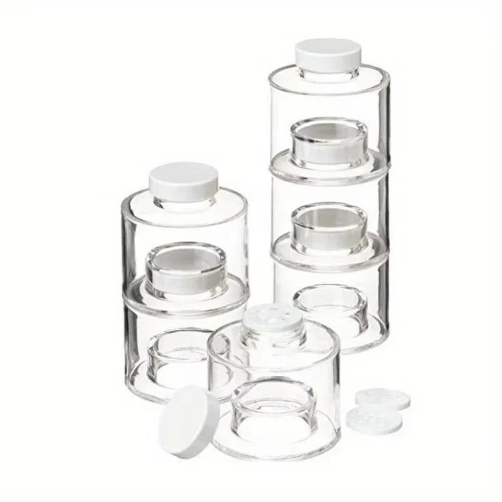 6 Piece Transparent Spice Jar Set With Stackable Seasoning Containers And Kitchen Rack 1