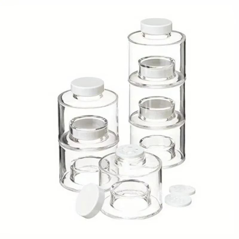 6 Piece Transparent Spice Jar Set With Stackable Seasoning Containers And Kitchen Rack 1