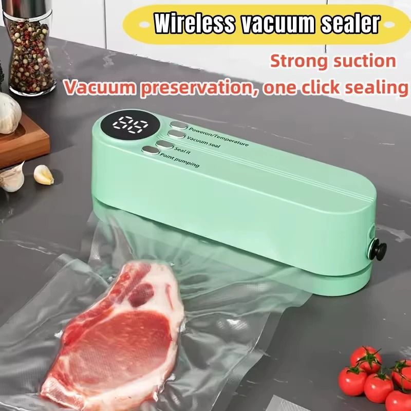 Wireless Vacuum Food Sealer With USB Charging And External Suction For Food Storage 0