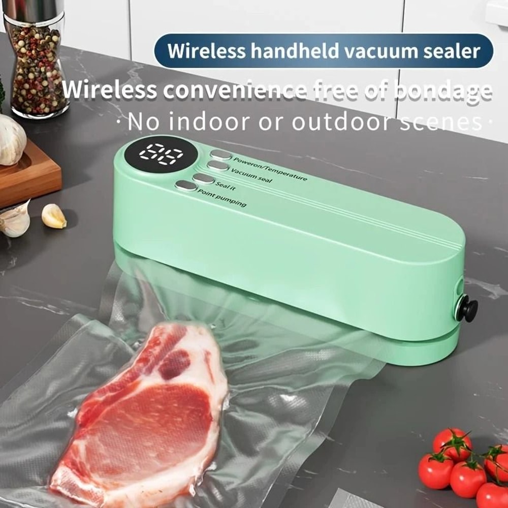 Wireless Vacuum Food Sealer With USB Charging And External Suction For Food Storage 1