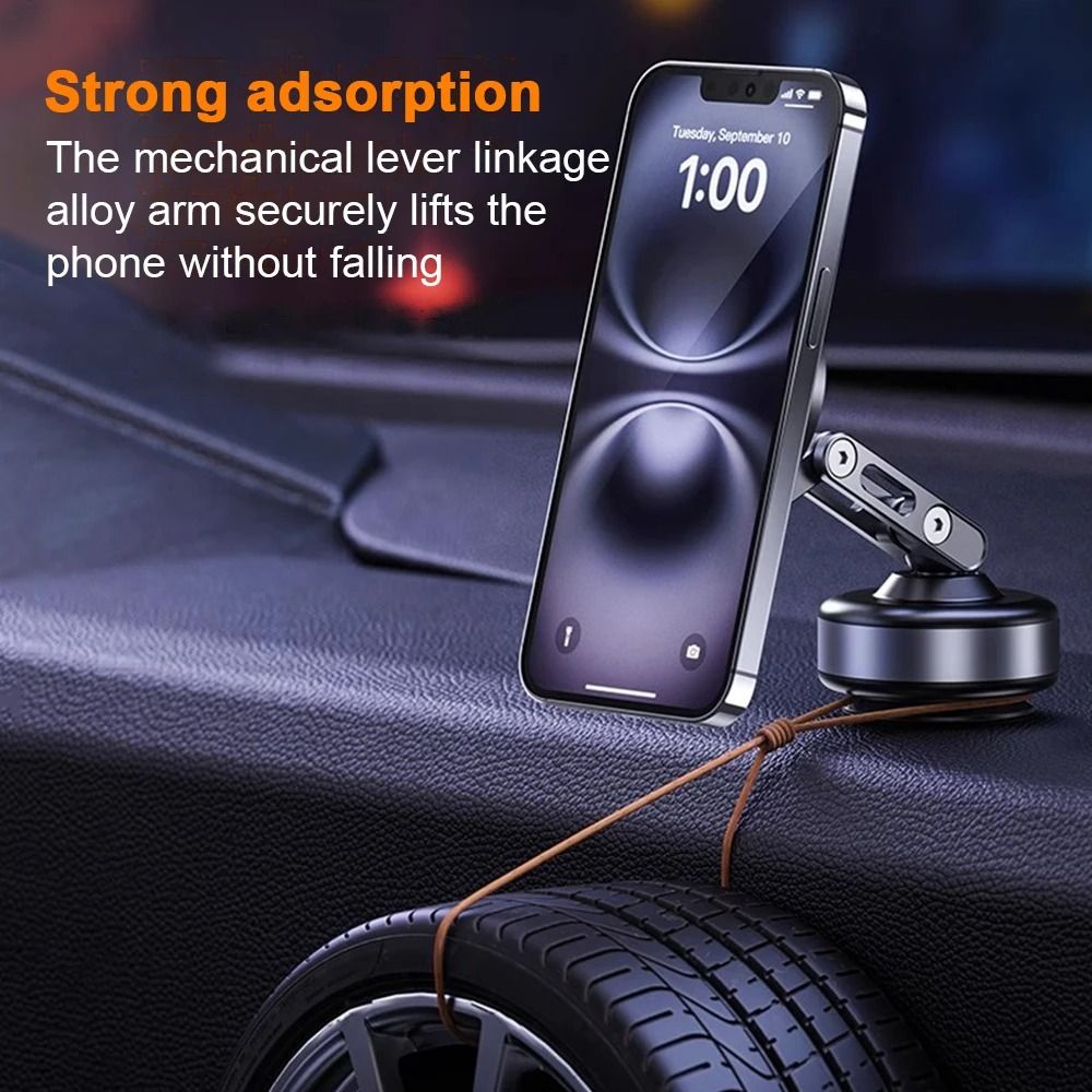 Magnetic Phone Holder With Electric Vacuum Suction Rotating Foldable Stand 3