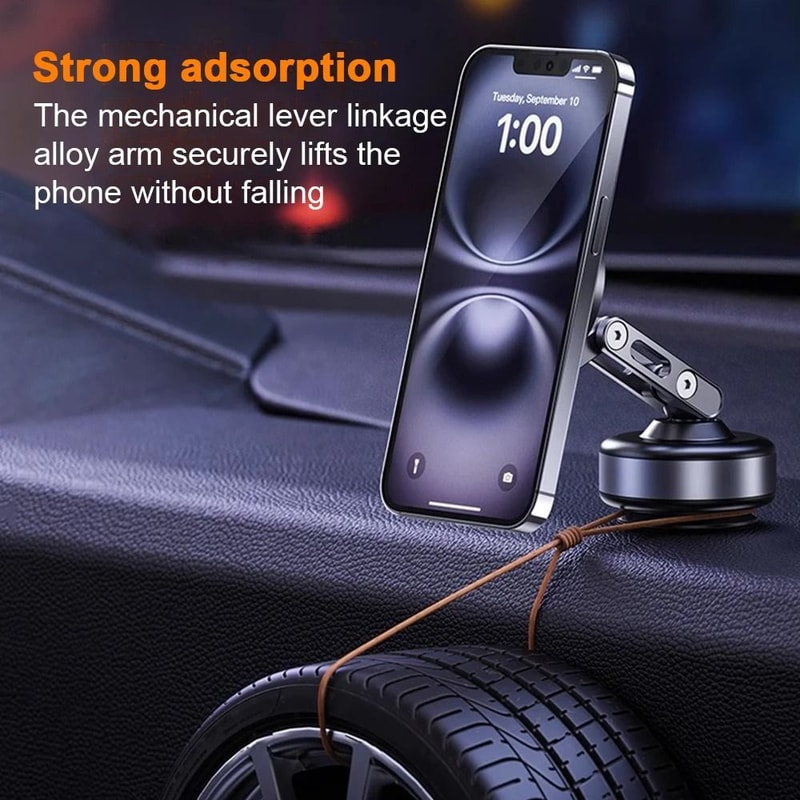 Magnetic Phone Holder With Electric Vacuum Suction Rotating Foldable Stand 3