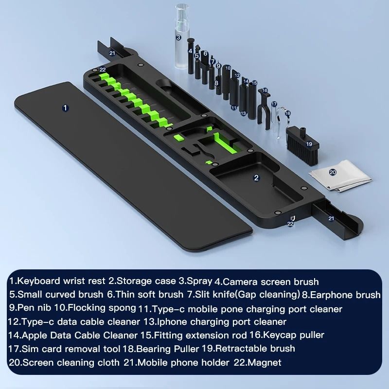 22 In 1 Digital Cleaning Kit For Phone Camera Laptop Keyboard Screen Headset Dust Removal Tool Set 4