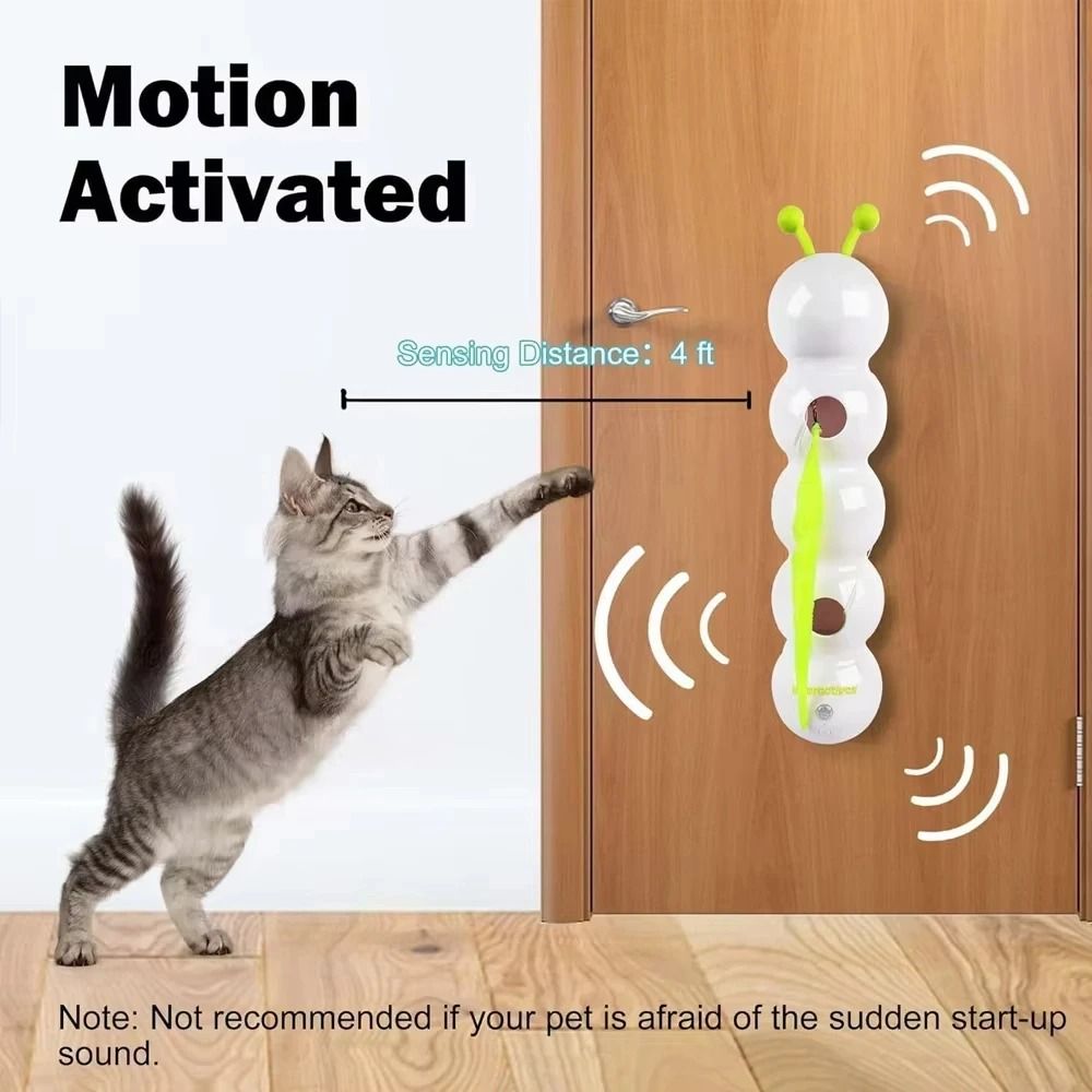 Interactive Caterpillar Cat Toy Motion Activated Rechargeable Automatic Wack A Worm Teasing Toy For 3
