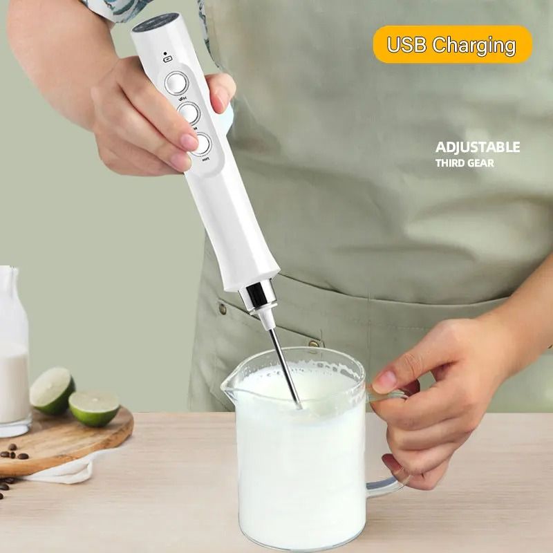 3 In 1 Rechargeable Electric Milk Frother Handheld Coffee Mixer 1