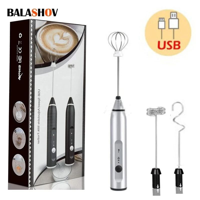 Wireless Rechargeable Milk Frother Handheld Coffee Whisk Mixer 0