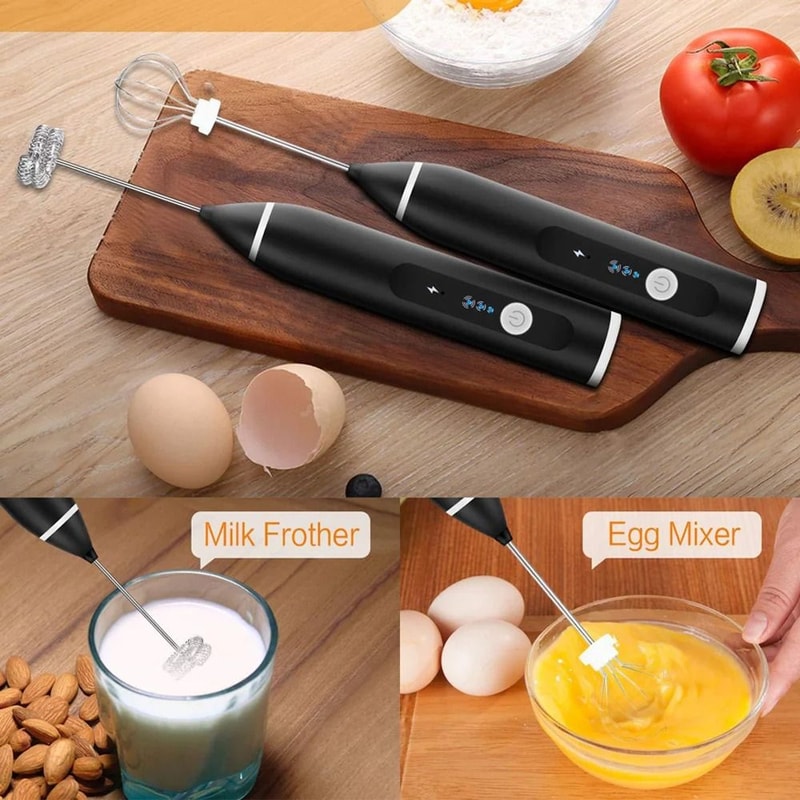 USB Rechargeable Electric Milk Frother Handheld Coffee Whisk Mixer 4