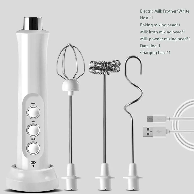 3 In 1 Rechargeable Electric Milk Frother High Speed Handheld Coffee Mixer 6