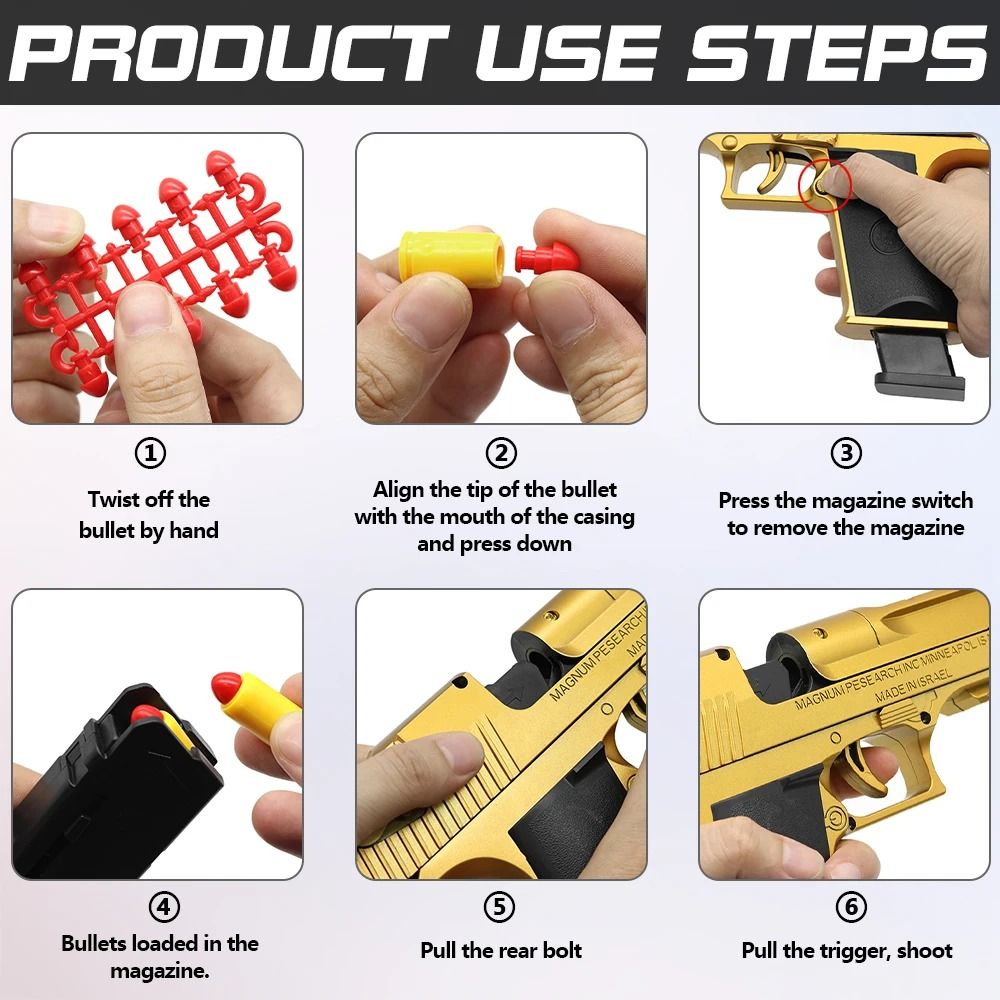 Automatic Airsoft Toy Gun With Ejecting Shells Soft Bullet Blaster 5