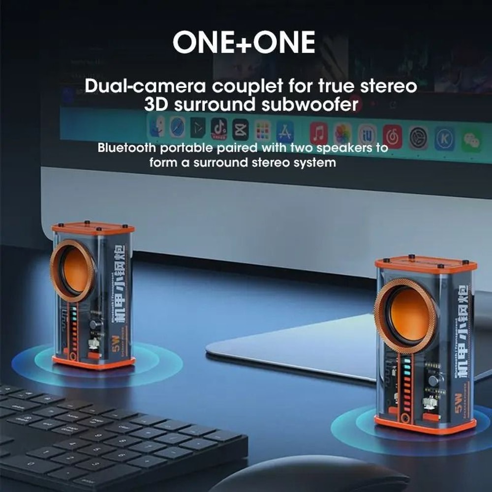 Transparent Bluetooth Speaker With RGB Lighting And TWS Stereo Sound 2