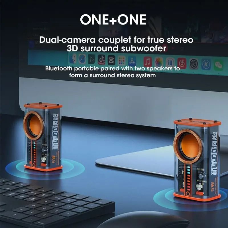 Transparent Bluetooth Speaker With RGB Lighting And TWS Stereo Sound 2