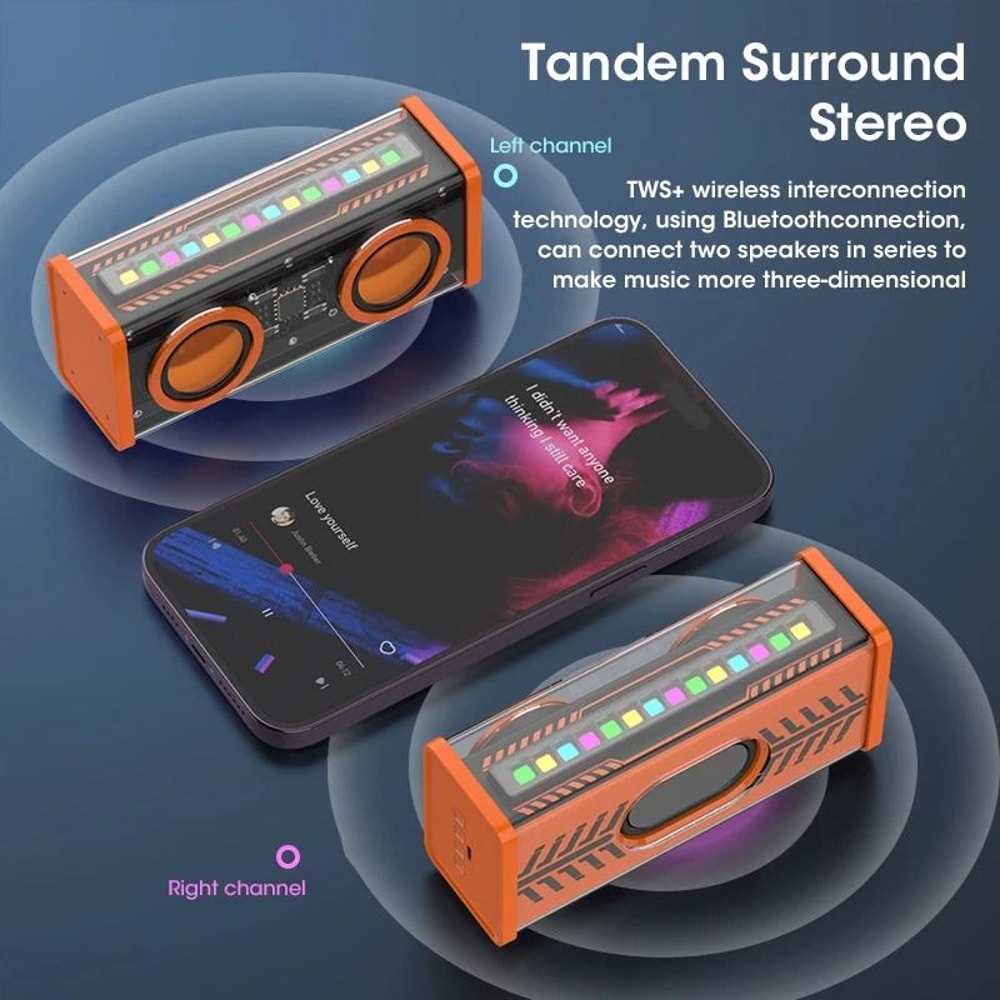 Transparent Bluetooth Speaker With RGB Lighting And TWS Stereo Sound 5