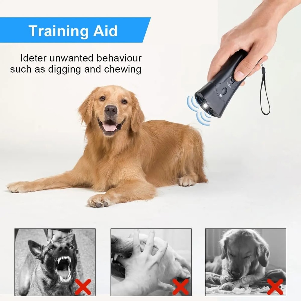 Rechargeable Ultrasonic Dog Bark Control Trainer With LED Light 3