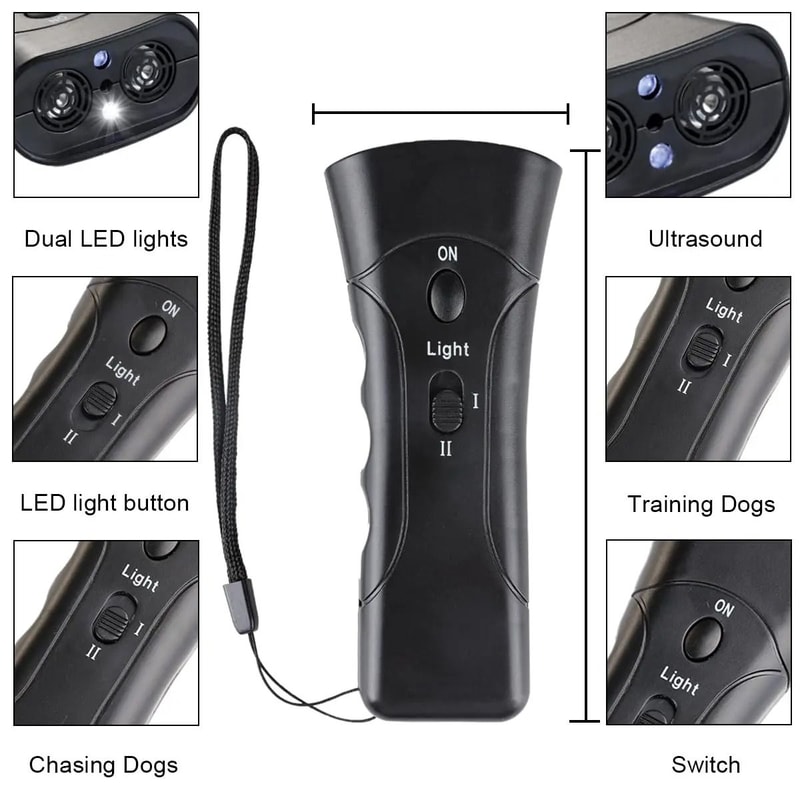 Rechargeable Ultrasonic Dog Bark Control Trainer With LED Light 4